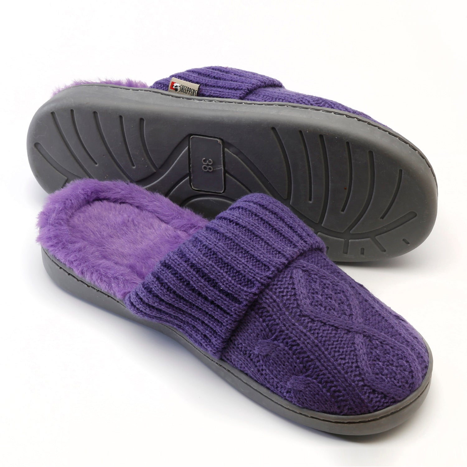 Pantufla Lana y Polar Interior Morado vista 2 - D'Taty Chile