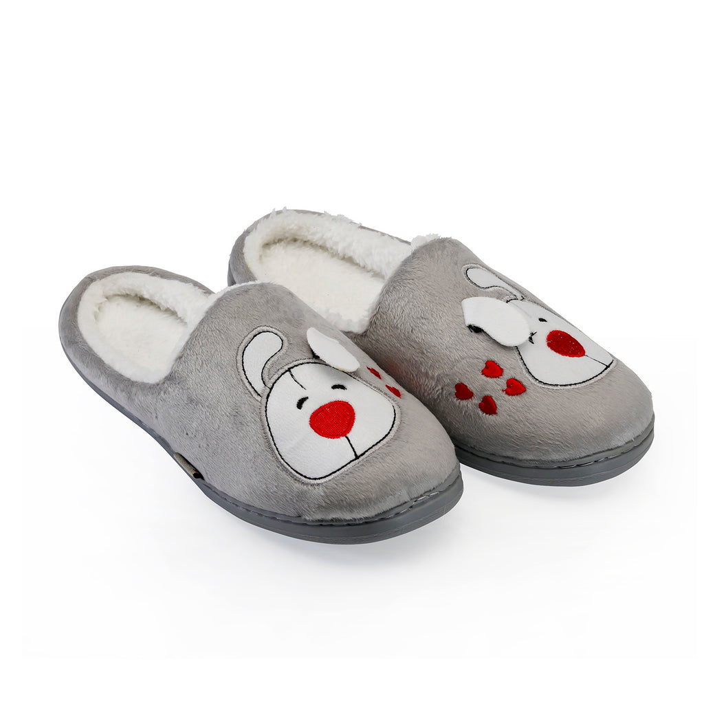 Pantufla Perrito Corazón Polar Interior Gris - D'Taty Chile
