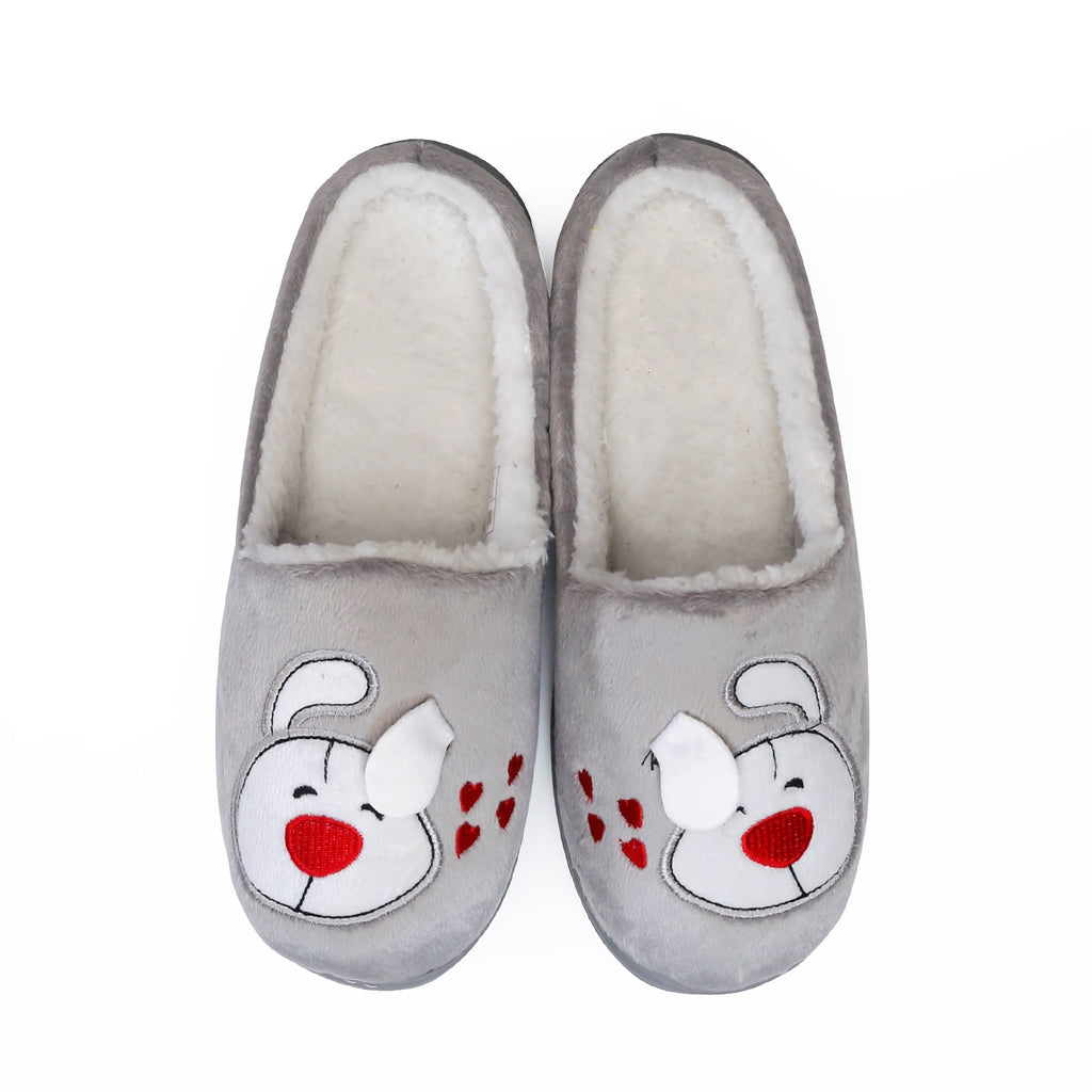 Pantufla Perrito Corazón Polar Interior Gris vista 3 - D'Taty Chile