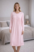 Camisa de Dormir Bordada Gamuza Polycotton Rosa / Turquesa - D'Taty Chile