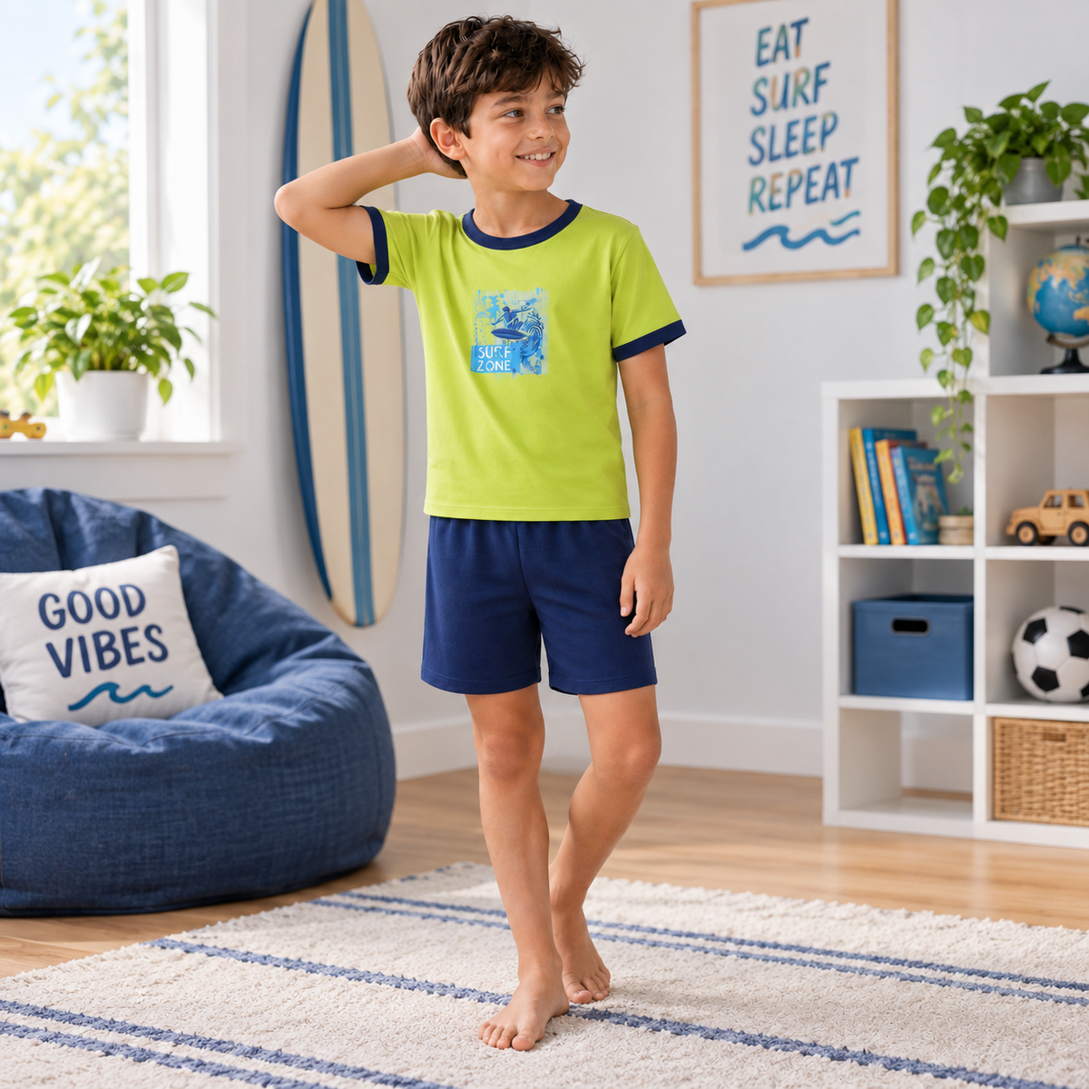 Pijama Niño Surf Gamuza Polycotton Estampado