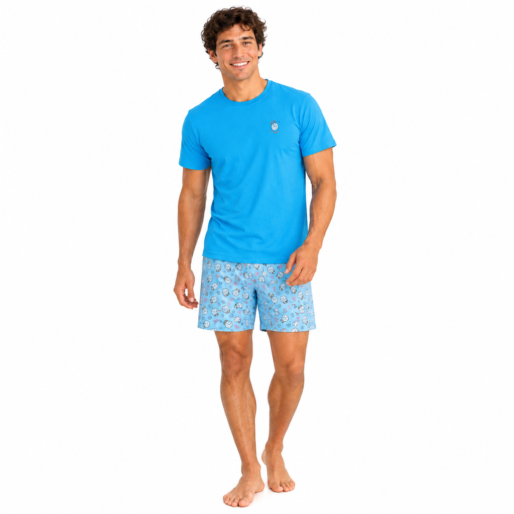 Pijama Hombre Reloj Gamuza Polycotton Estampado