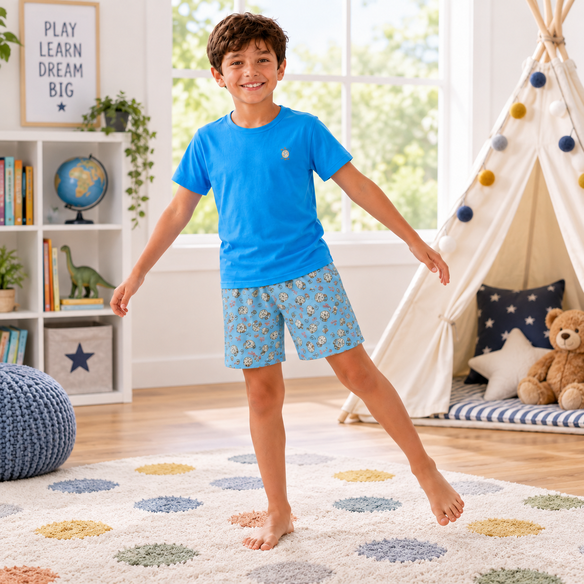 Pijama Niño Reloj Gamuza Polycotton