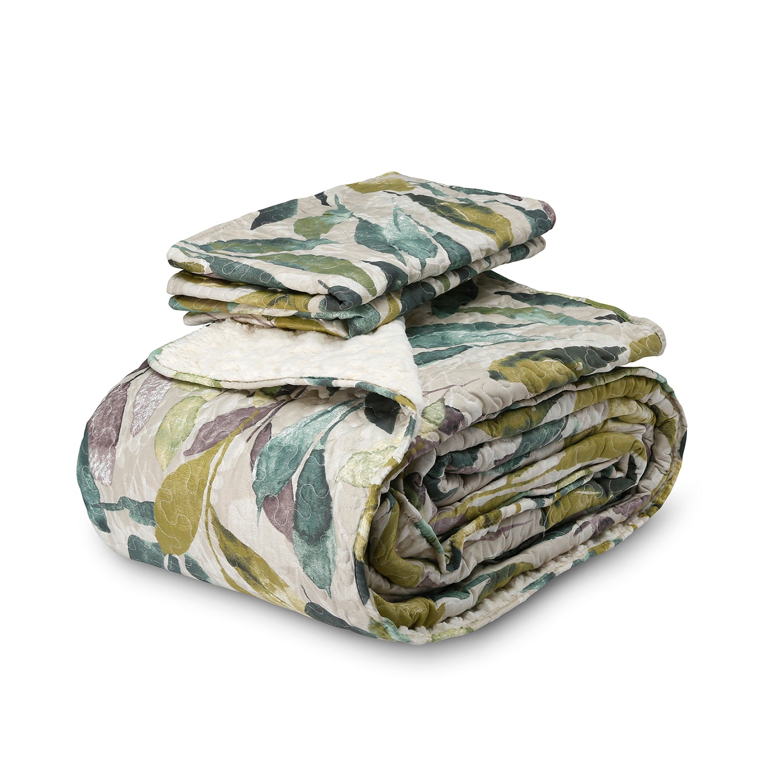 Quilt Sherpa Leaf 2 Plazas Queen Estampado vista 2 - D'Taty Chile