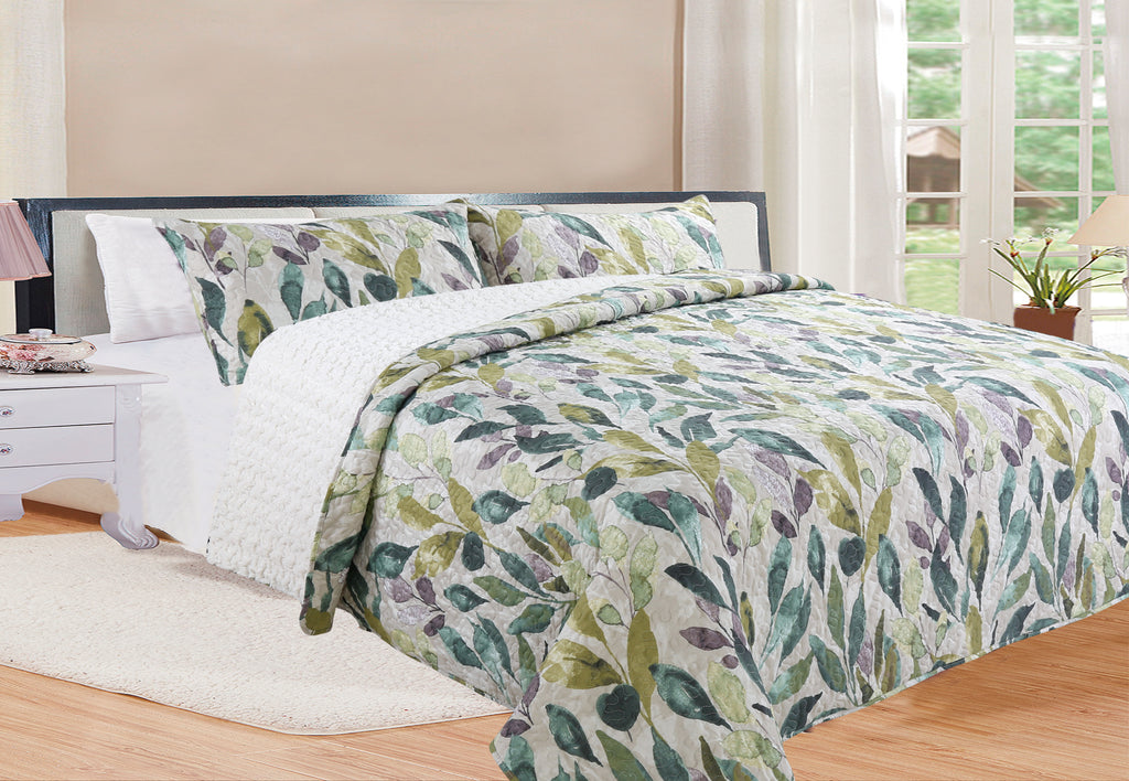 Quilt Sherpa Leaf 2.5 Plazas King