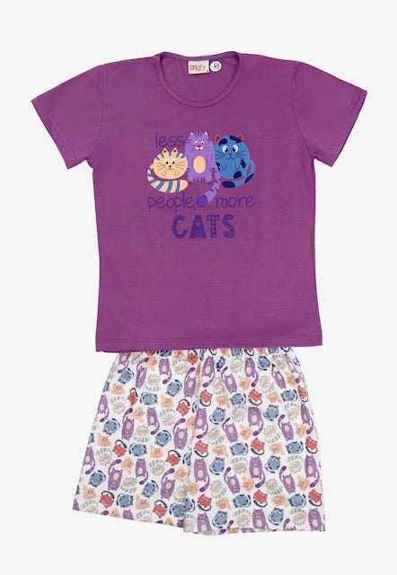 Pijama Niña Gatitos Estampado Polycotton varios colores - D'Taty Chile