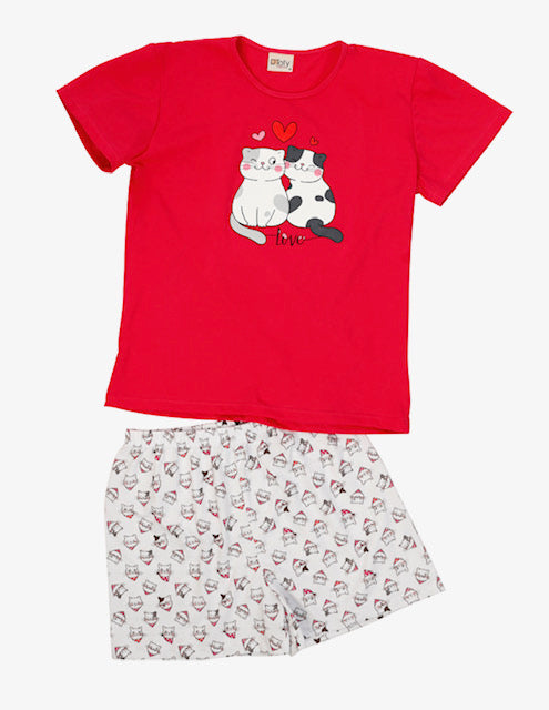 Pijama Niña Gato Estampado Polycotton varios colores - D'Taty Chile
