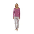 Pijama Flor Clásico Bordado Gamuza Polycotton Malva vista 2 - D'Taty Chile