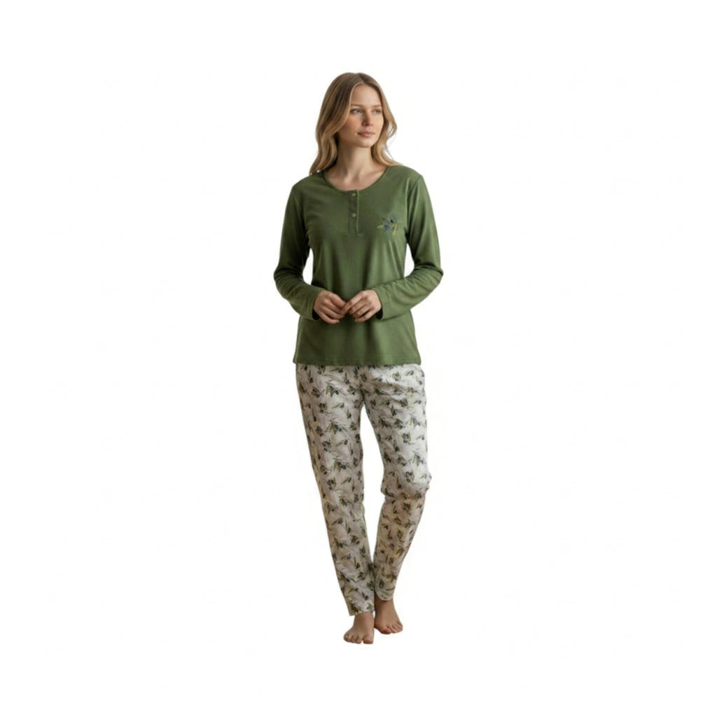 Pijama Olive Bordado Micropolar Verde Oliva vista 3 - D'Taty Chile