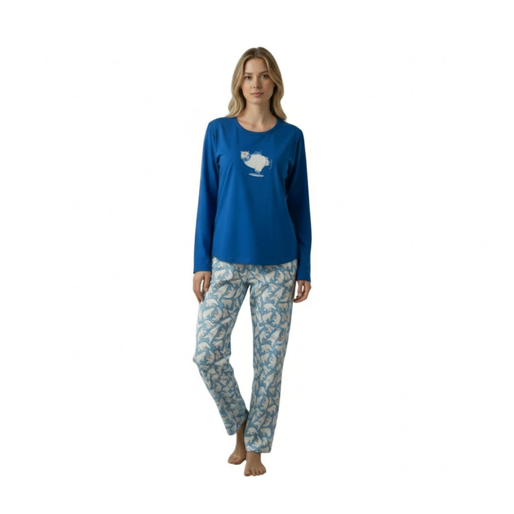 Pijama Mujer Oso polar Bordado Gamuza Polycotton