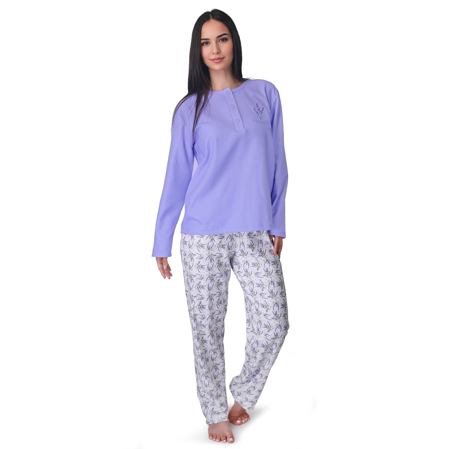 Pijama Lavanda Polar Bordado Gamuza Polycotton varios colores - D'Taty Chile