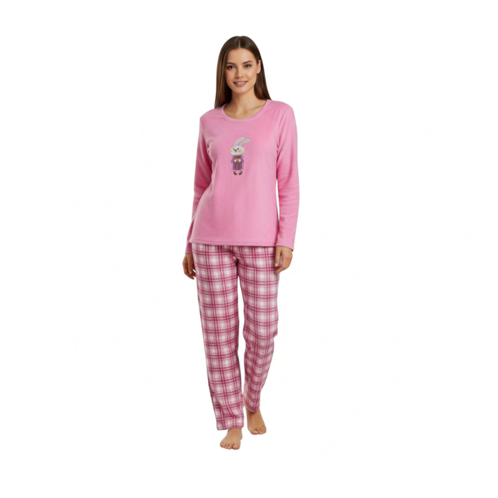 Pijama Conejo Bordado Micropolar Rosa vista 3 - D'Taty Chile