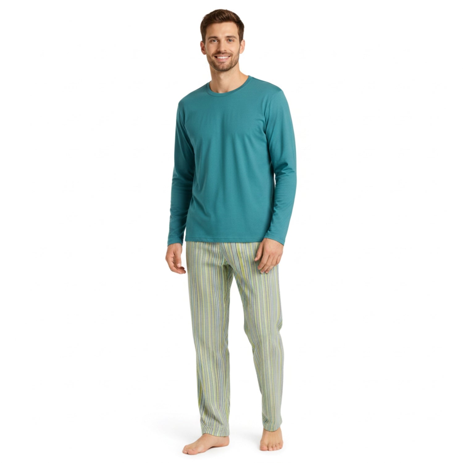 Pijama Hombre Clásico Gamuza Polycotton Verde Verde vista 2 - D'Taty Chile