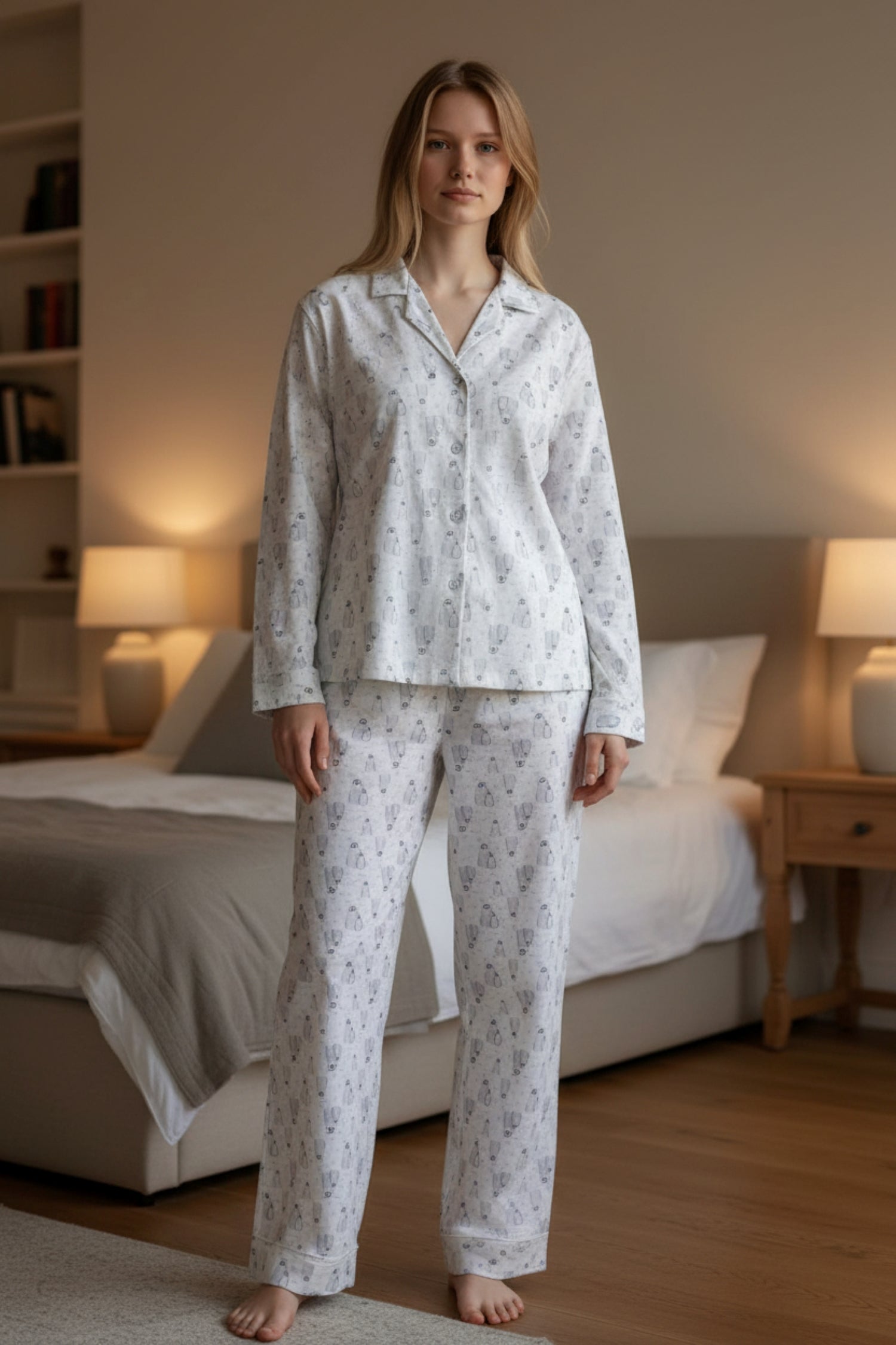 Pijama Pingüino Abotonado Gamuza Polycotton