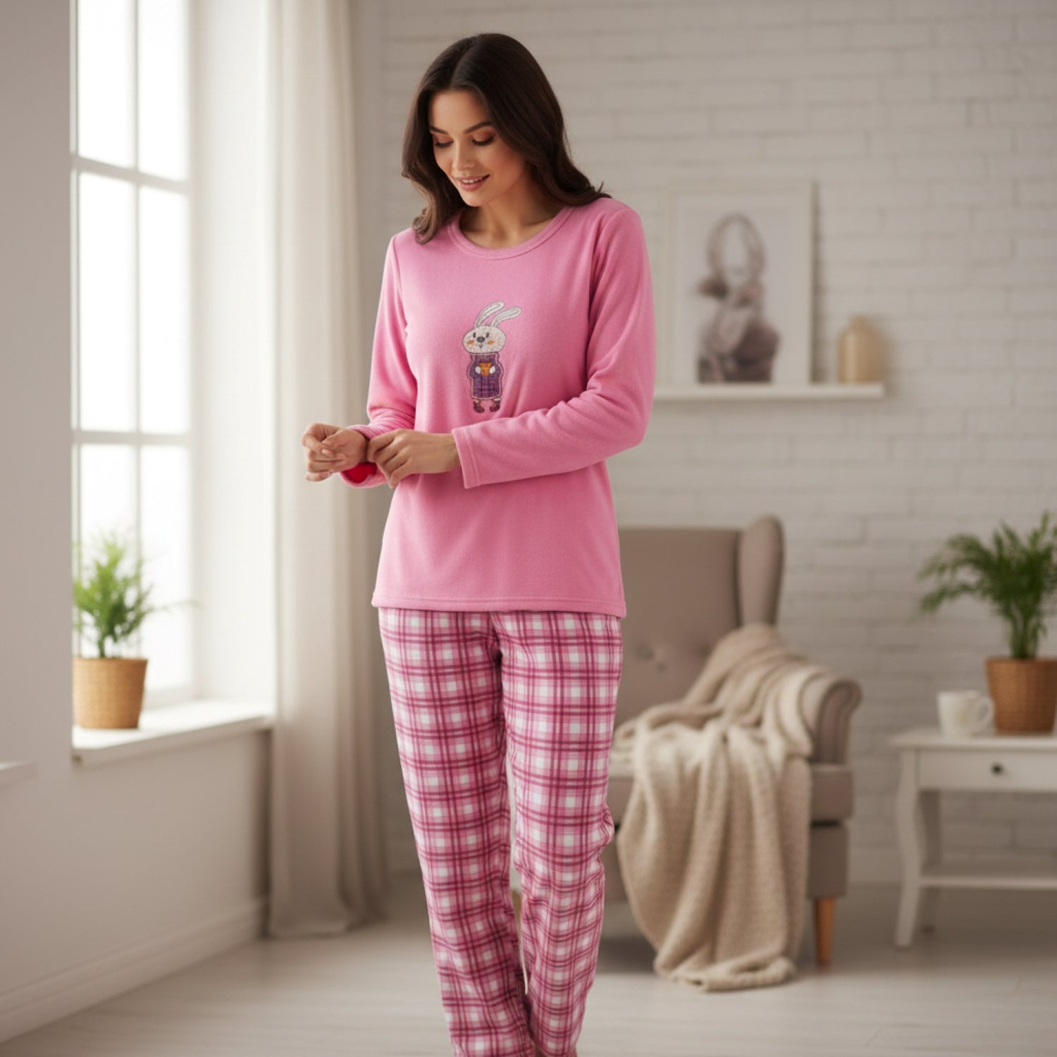 Pijama Conejo Bordado Micropolar