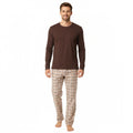 Pijama Hombre Clásico Estampado Gamuza Polycotton Café