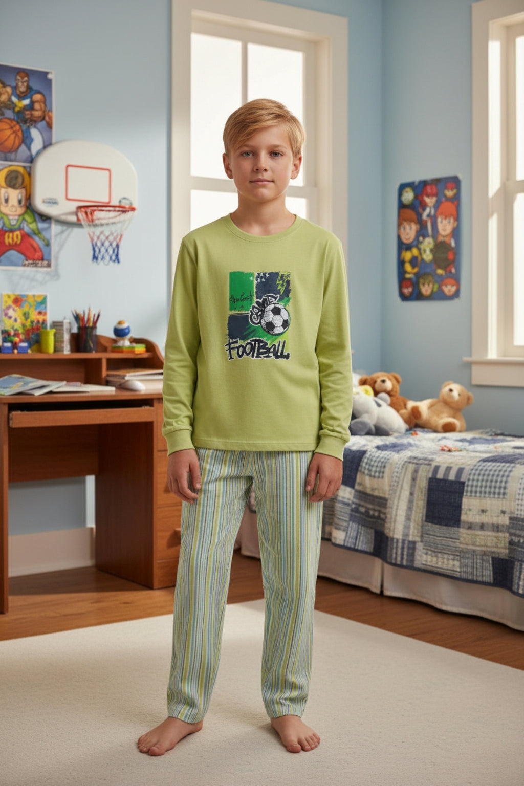 Pijama Niño Futbol Estampado Gamuza Polycotton