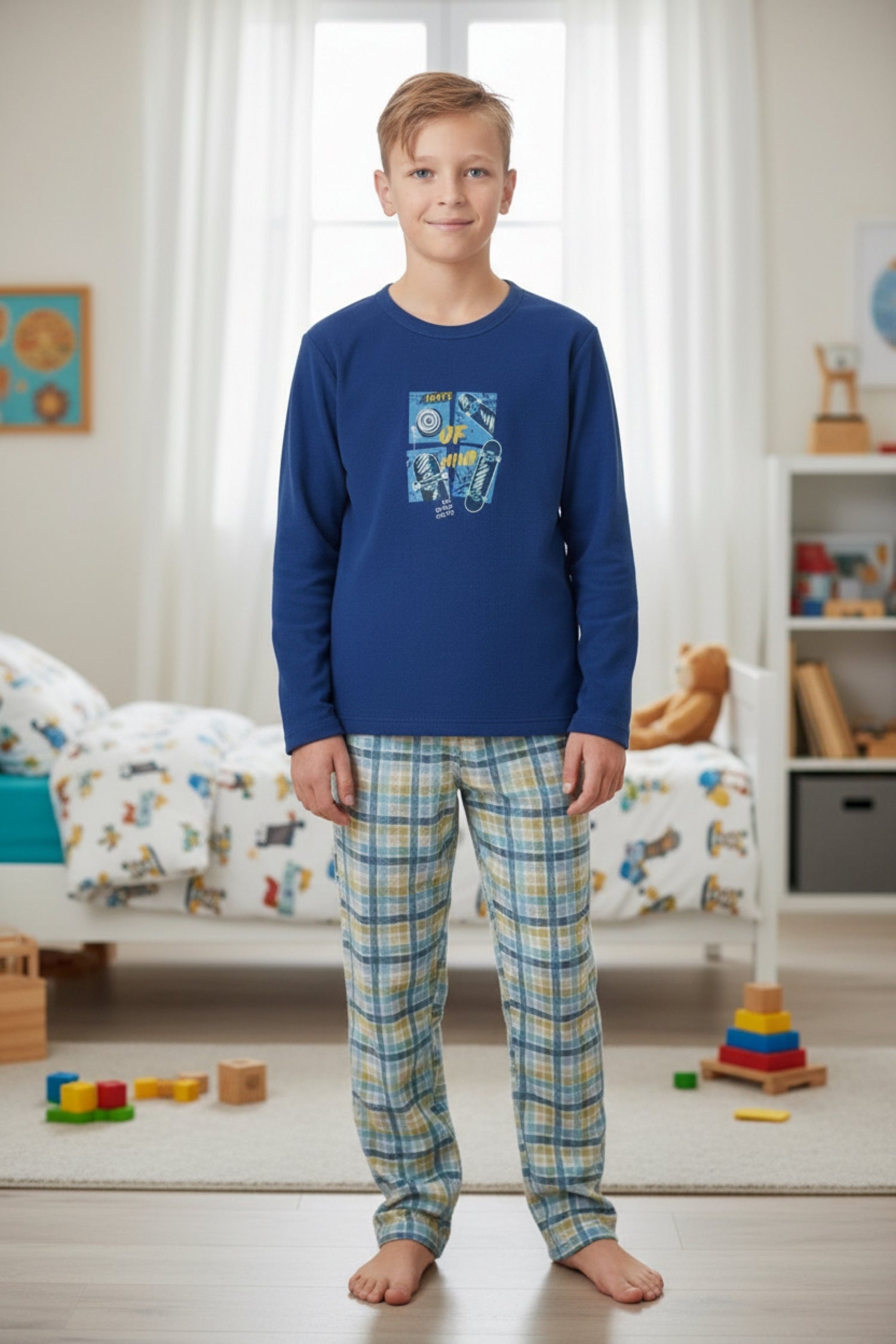 Pijama Niño Skate Estampado Gamuza Polycotton