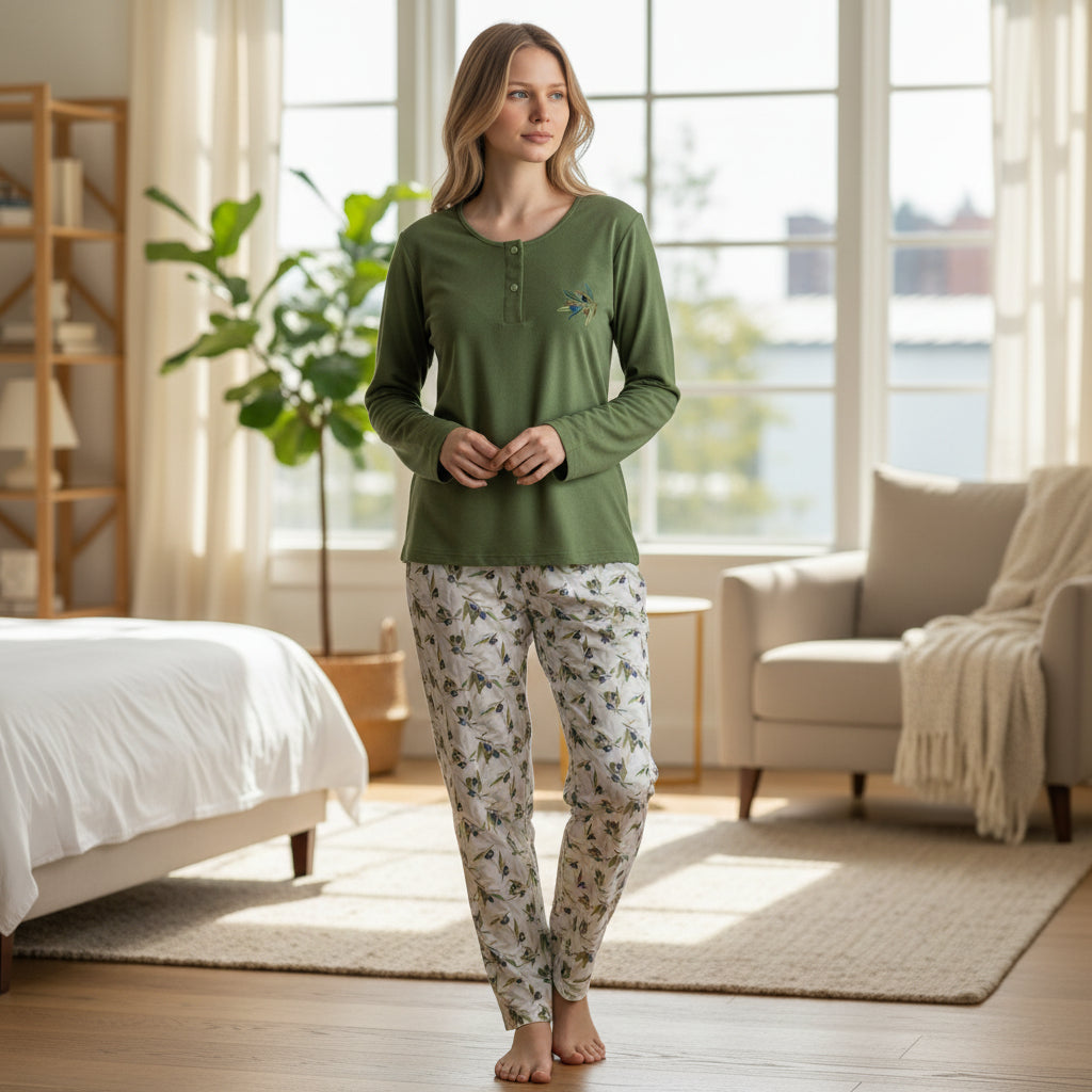 Pijama Olive Bordado Micropolar