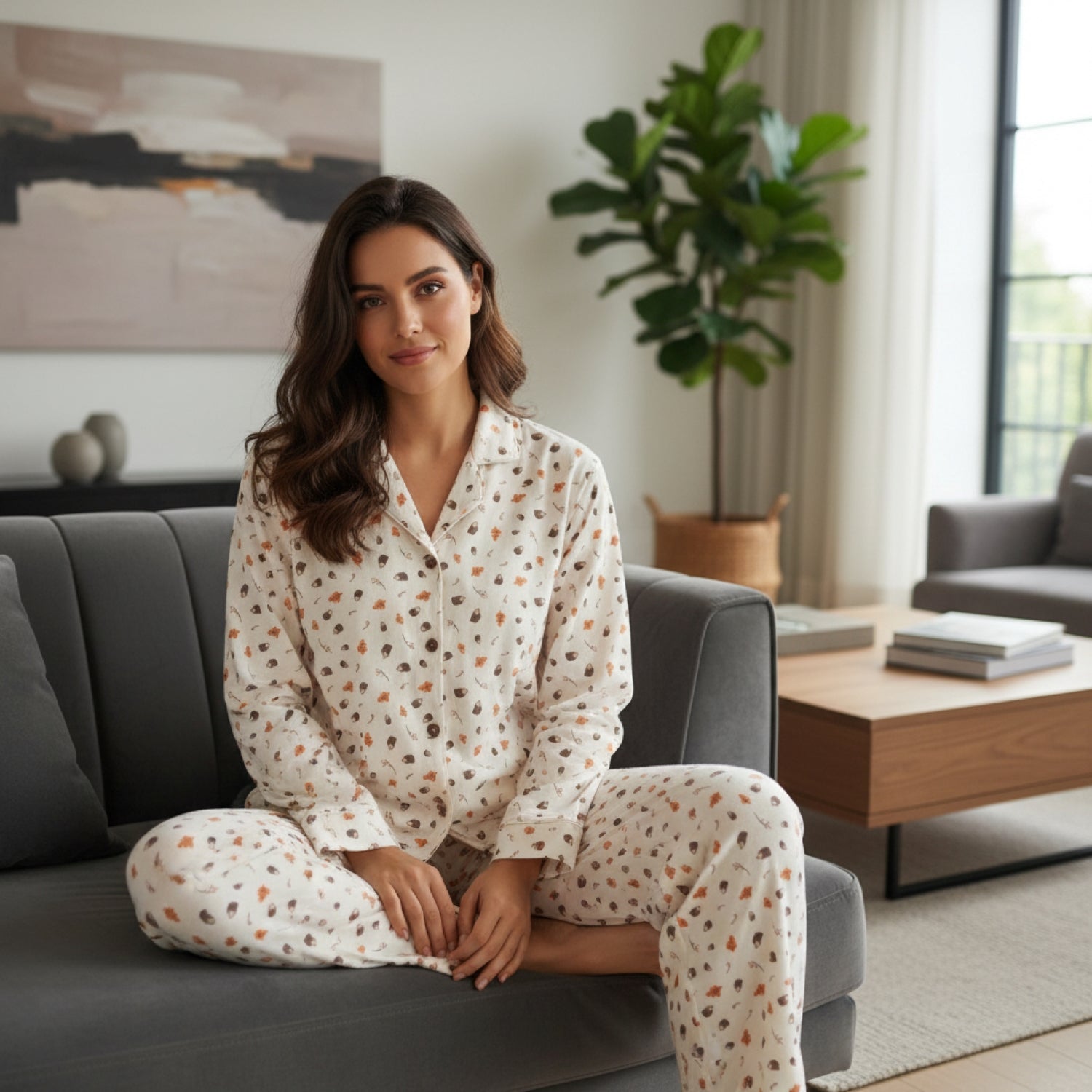 Pijama Puercoespín Abotonado Gamuza Polycotton